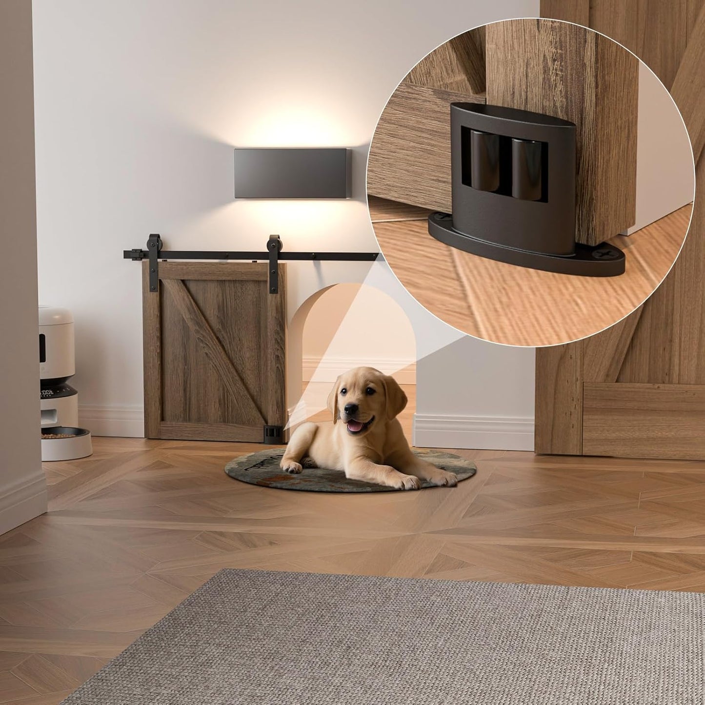 BONIKLUBA Sliding Barn Door Floor Guide for Bottom,Adjustable Wall Mounted Barn Door Guide,Flexible Double Wheel Design 4PCS,Hight 1-1/2"