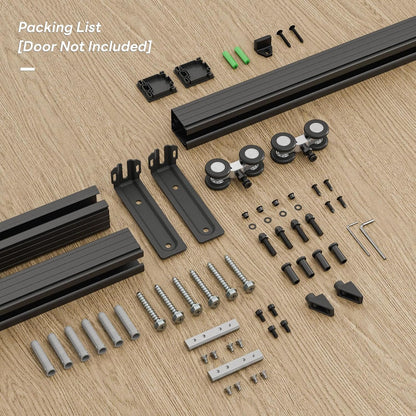 BONIKLUBA Ceiling Mount Box Rail Barn Door Hardware Kit,Heavy Duty Steel Sliding Barn Door Track,Fit Interior and Exterior Door,Easy Install(No Door)