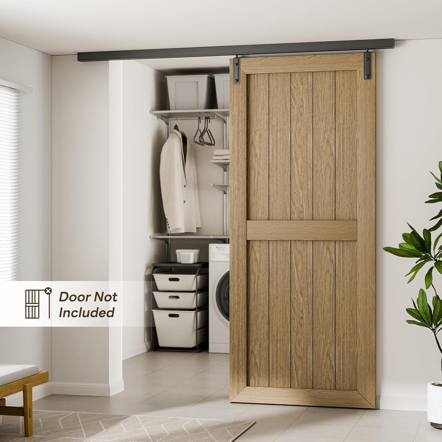 BONIKLUBA Ceiling Mount Box Rail Barn Door Hardware Kit,Heavy Duty Steel Sliding Barn Door Track,Fit Interior and Exterior Door,Easy Install(No Door)