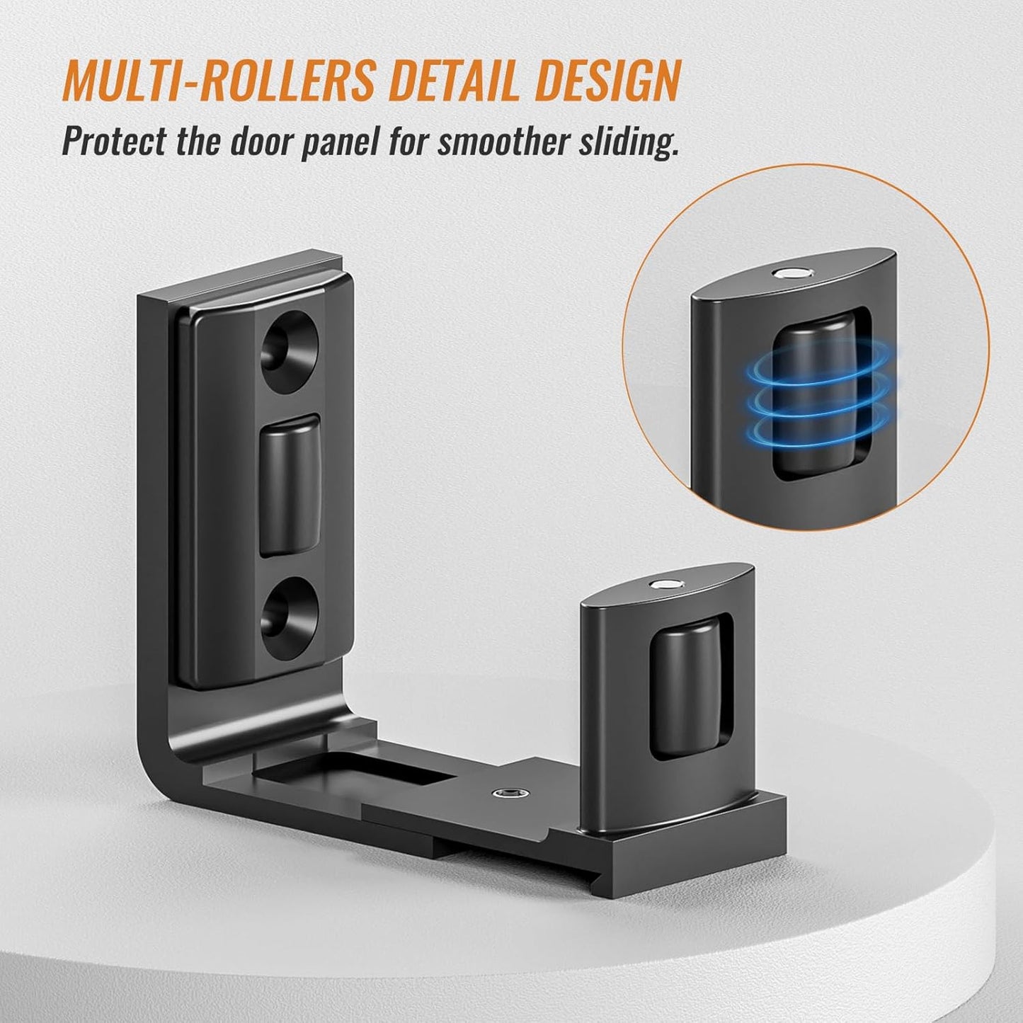 BONIKLUBA Sliding Barn Door Floor Guide for Bottom, Adjustable U Shape Flush Flat Bottom Design,Wall Mount Barn Door Guide,Matte Black,2Pcs