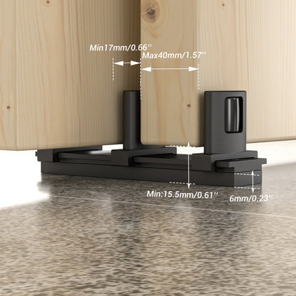 Siding Closet Door Floor Guide,Barn Door Guide for Bottom,Adjustable Bypass Door Floor Guide 3-Roller Design,Black（1PCS）