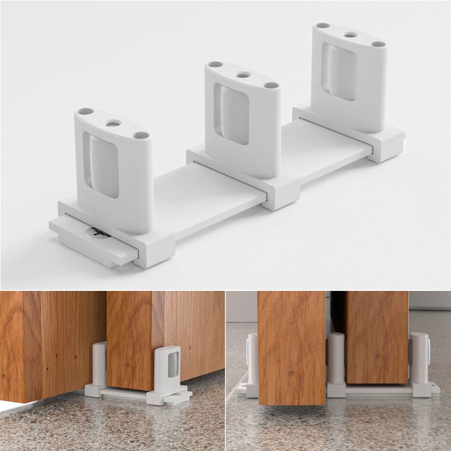 BONIKLUBA Siding Closet Door Floor Guide,Barn Door Guide for Bottom,Adjustable Bypass Door Floor Guide 3-Roller Design,White（1PCS）