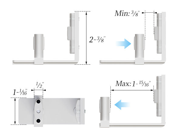 BONIKLUBA Sliding Barn Door Bottom Floor Guide, Adjustable U Shape Flexible Flush Design,Wall Mounted, White 2 Pcs