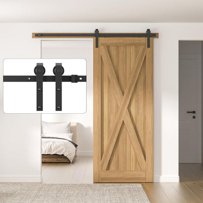 BONIKLUBA 6.6FT Sliding Barn Door Hardware Kit for Single Door-Sturdy&Smoothly&Quietly-Heavy Duty-Easy to Install, Fit 36"-40" Wide Door(J Shape Hanger)
