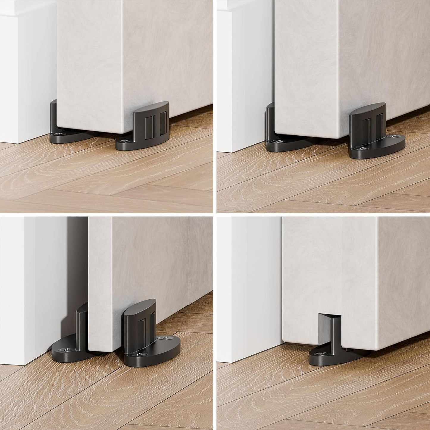 BONIKLUBA 納屋ドア用 ダブルホイールフロアガイド＆壁取り付けセット 調整可能 炭素鋼製 スライド/バーンドア底部ガイド 簡単取り付け (ブラック2個)