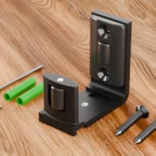 BONIKLUBA Schiebetür Bodenführung Unten, Einstellbare Bodenführung Schiebetür U-Form Design, an der Wand Montiert, Schwarz