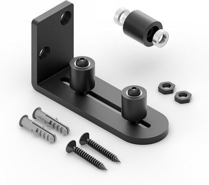 BONIKLUBA Adjustable Sliding Barn Door Floor Guide,Flat Bottom Design Style,Black(1PCS)